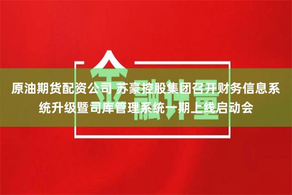 原油期货配资公司 苏豪控股集团召开财务信息系统升级暨司库管理系统一期上线启动会